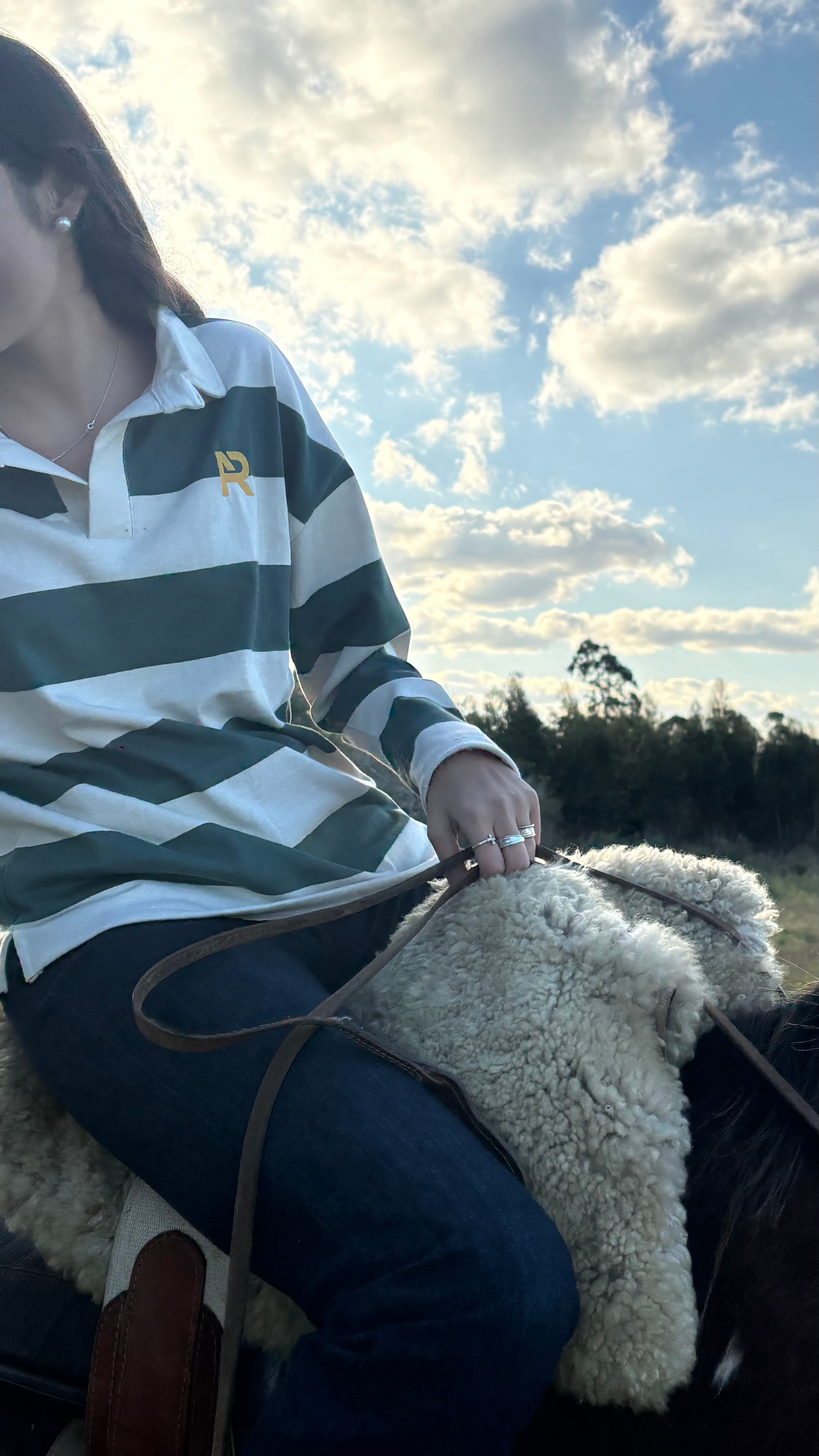 Old rugby sweater oliva y crudo