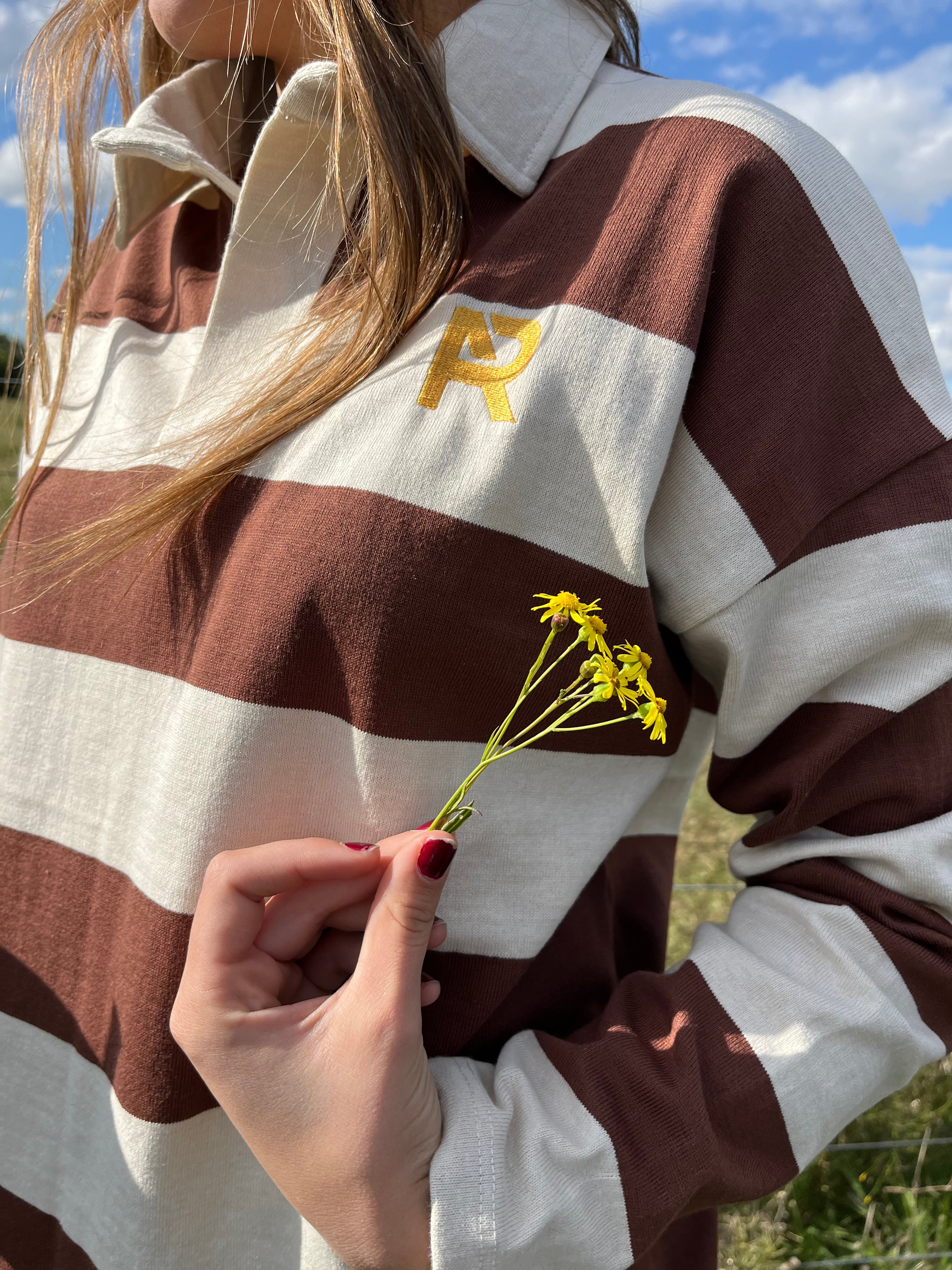 Old rugby sweater rayas crudo y chocolate