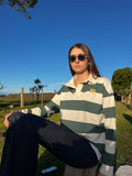 Old rugby sweater oliva y crudo
